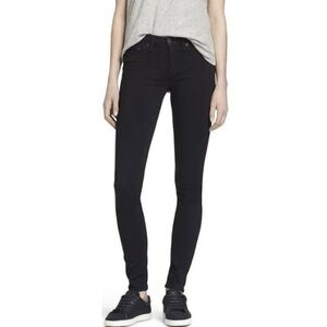 Rag & Bone Jean Legging Black Plush Skinny Mid Rise Stretch Denim Size 28